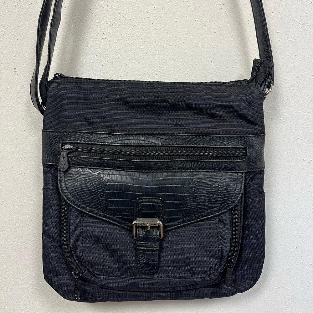 Multisac Black & Blue Nylon/Canvas Women's Crossbody Bag Streetwear Minimalist - Picture 3 of 14